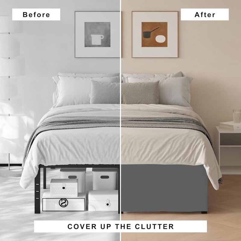 Cotton Delight Bedskirts King Size â€“ 100% Natural Cotton 800TC Split Corner Grey King Bedskirt 18 inch Drop â€“ Center & Corner Pleats (Grey, King 18" Drop) - Image 5